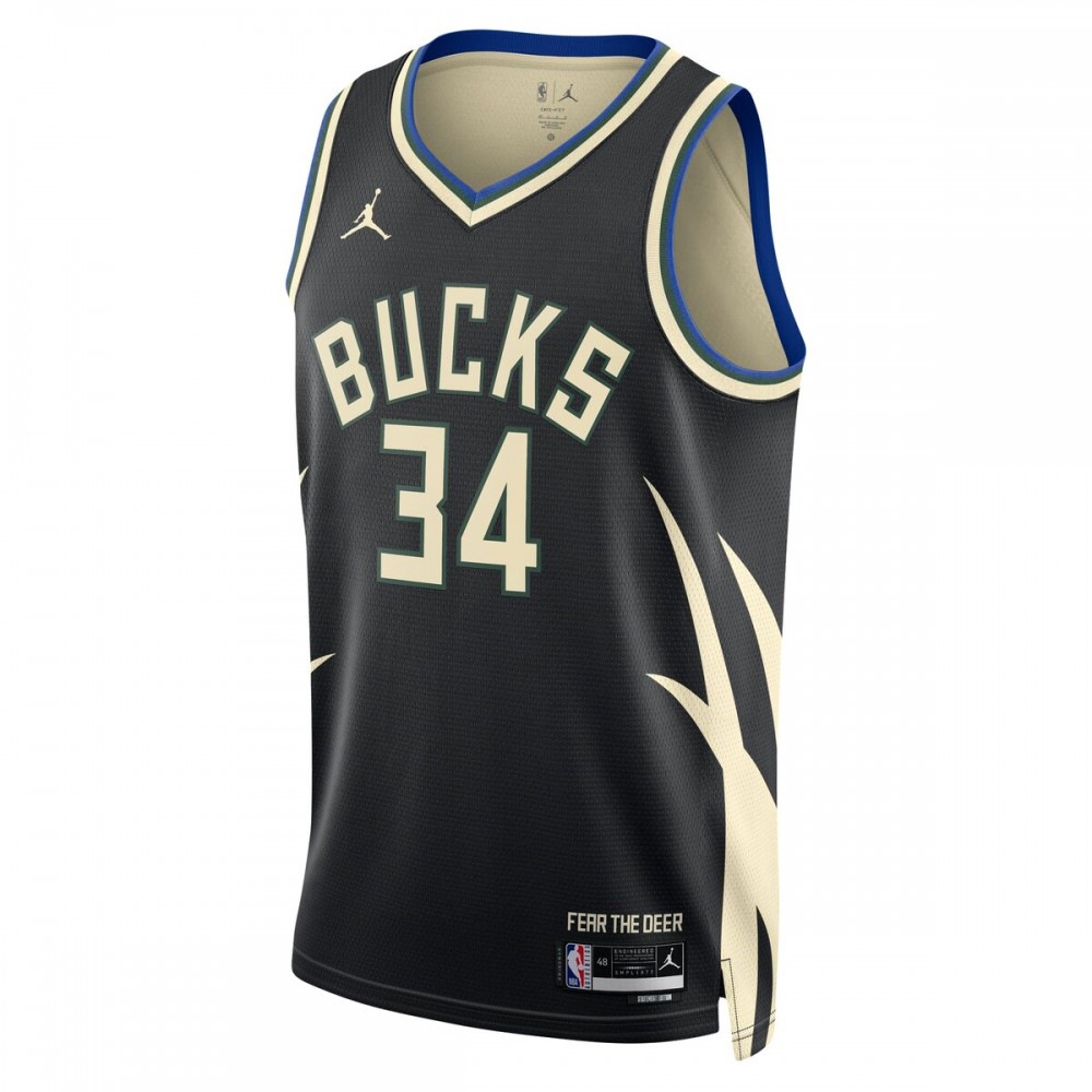 Giannis Antetokounmpo Milwaukee Bucks Jordan Brand 2022/23 Statement Edition Swingman Jersey - Black-Pro Kit Vault | Brand New 26/27 Sports Jerseys